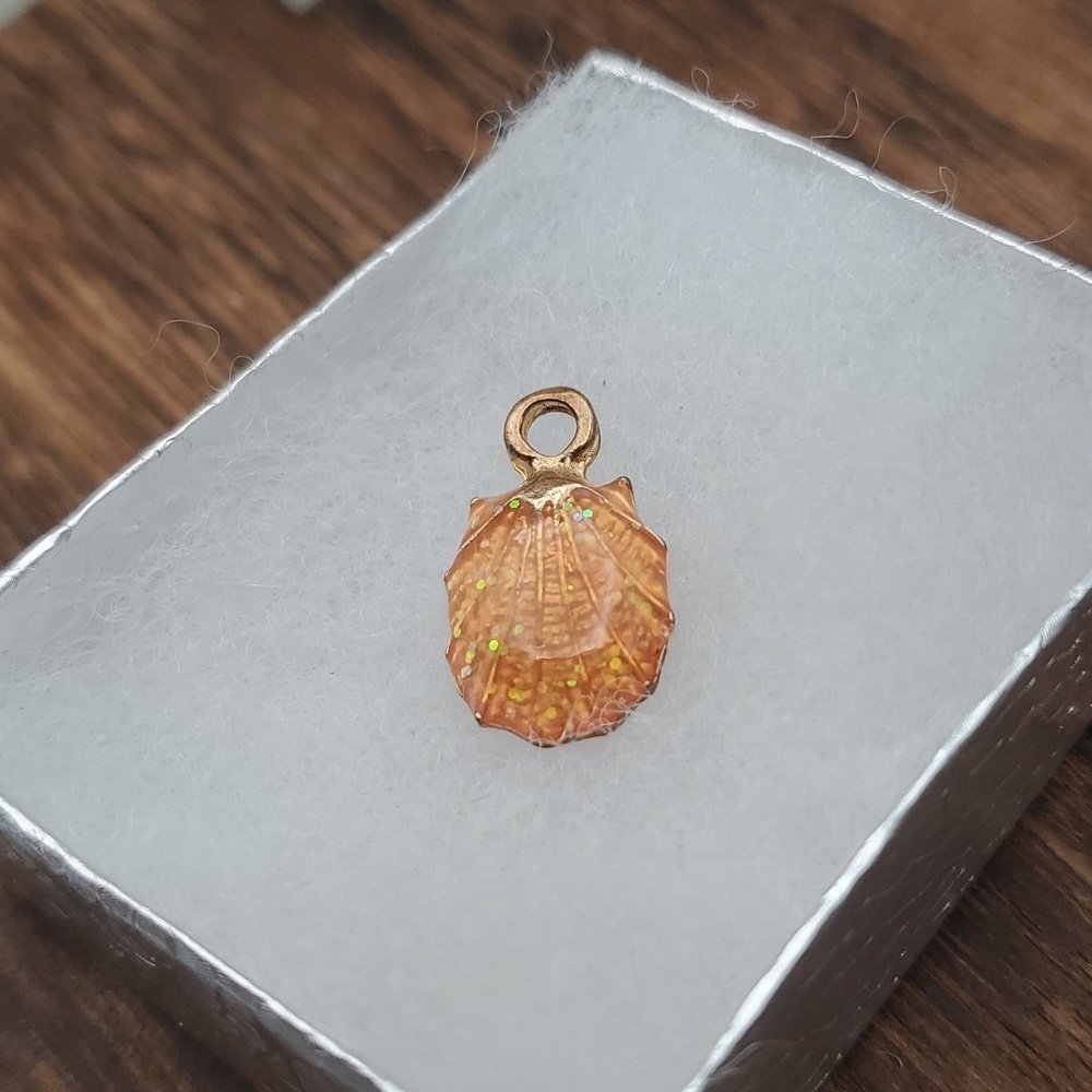 Orange glitter clamshell‎ Beach shell sea charm